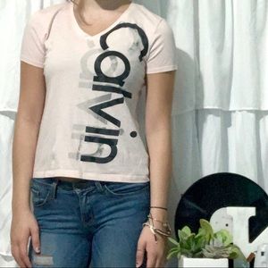 Calvin Klein Pink V Neck T-Shirt